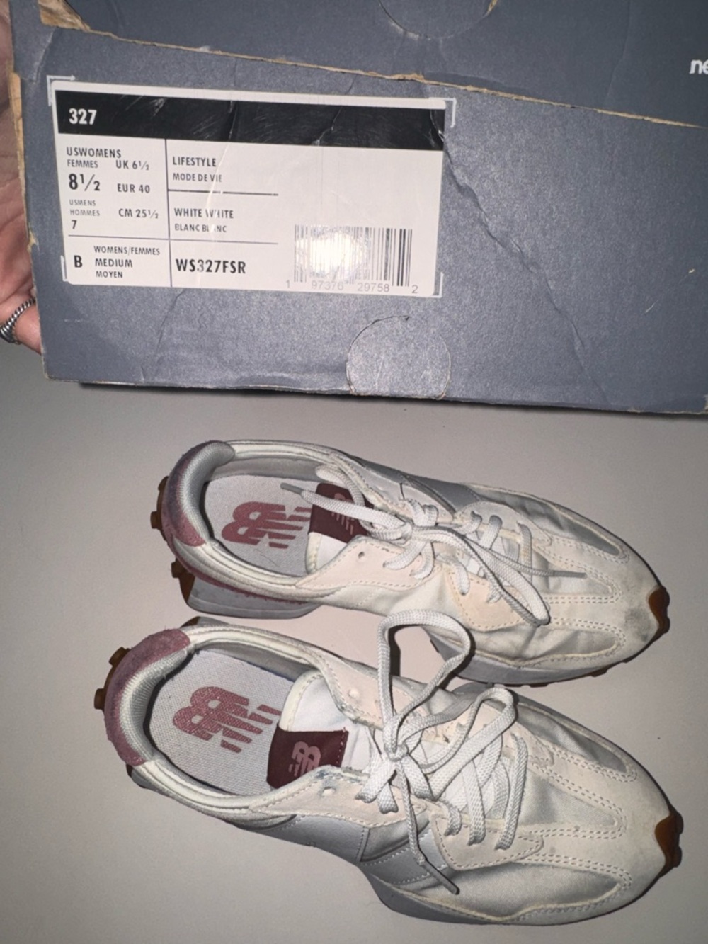 New Balance 327 White and Mauvy Purple  Sneakers - 8.5 - Picture 2 of 10
